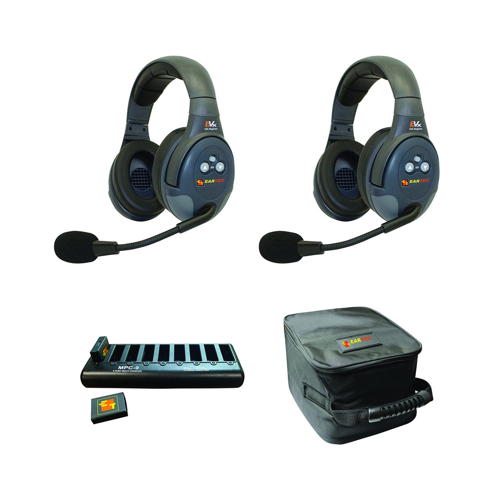 Eartec UltraLITE 2 Person Double Headset Kit (Batteries, Charger, Case Included)