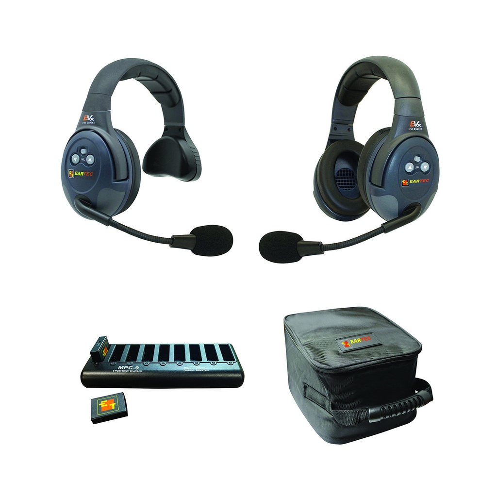 Eartec UltraLITE 2 Person 1 Single 1 Double Headset Kit (Batteries, Charger, Case Included)