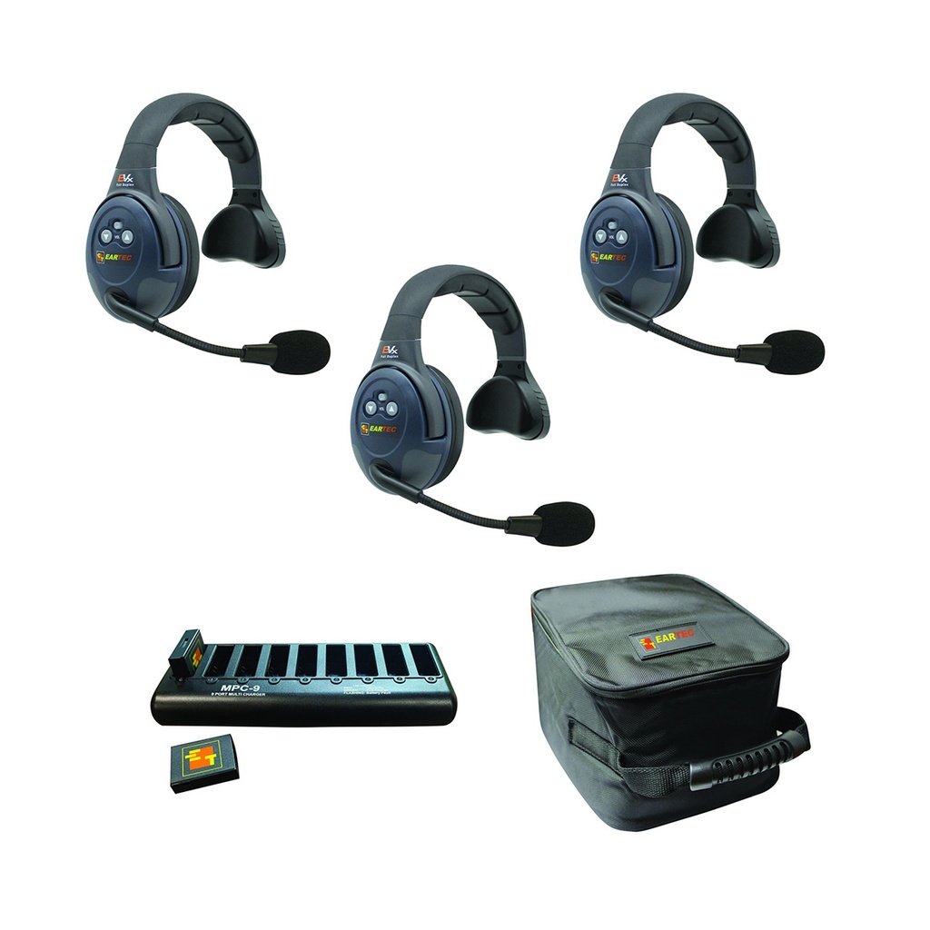 Eartec EVADE EVXSM 3 Person Single Headset Kit (Batteries, Charger, Case Included)