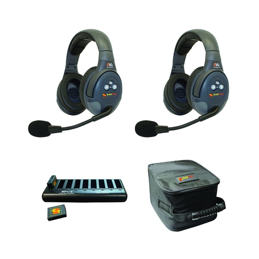 [UL2D] Eartec UltraLITE 2 Person Double Headset Kit (Batteries, Charger, Case Included)