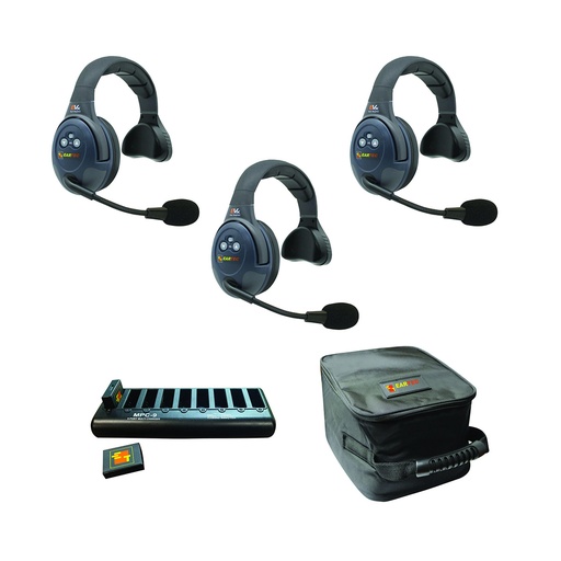 [UL3S] Eartec UltraLITE 3 Person Single Headset Kit (Batteries, Charger, Case Included)