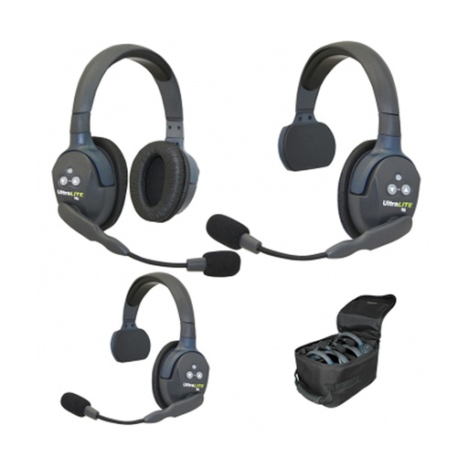 [UL321] Eartec UltraLITE 3 Person 2 Single 1 Double Headset Kit (Batteries, Charger, Case Included)