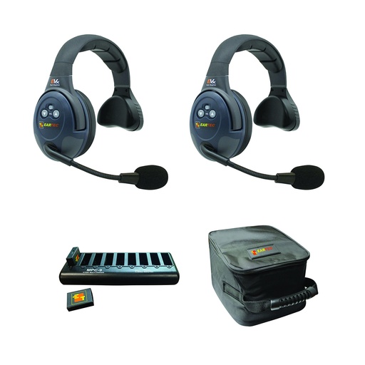 [EVX2D] Eartec EVADE EVXSM 2 Person Dual Headset Kit (Batteries, Charger, Case Included)